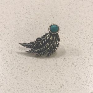 New Pamela Love feather etched turquoise stone heritage bohemian stud earring